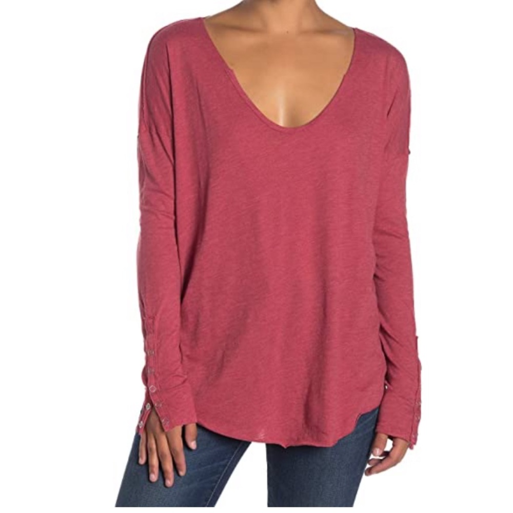 We The Free Sienna Scoop Neck Snap Detail T-Shirt